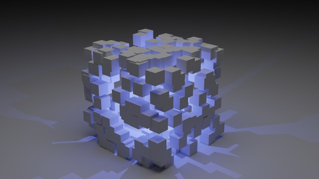 Bluish light in scattered blocks