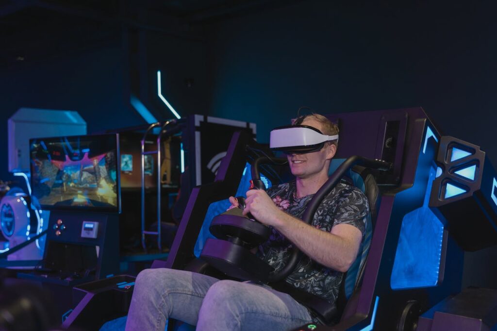 A Man Playing Virtual Reality Glasses